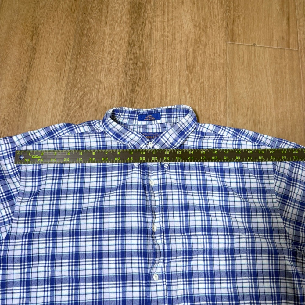 Pendleton Mens XL Short Sleeve Plaid Button Down Shirt Blue White 100% Cotton - Picture 6 of 7